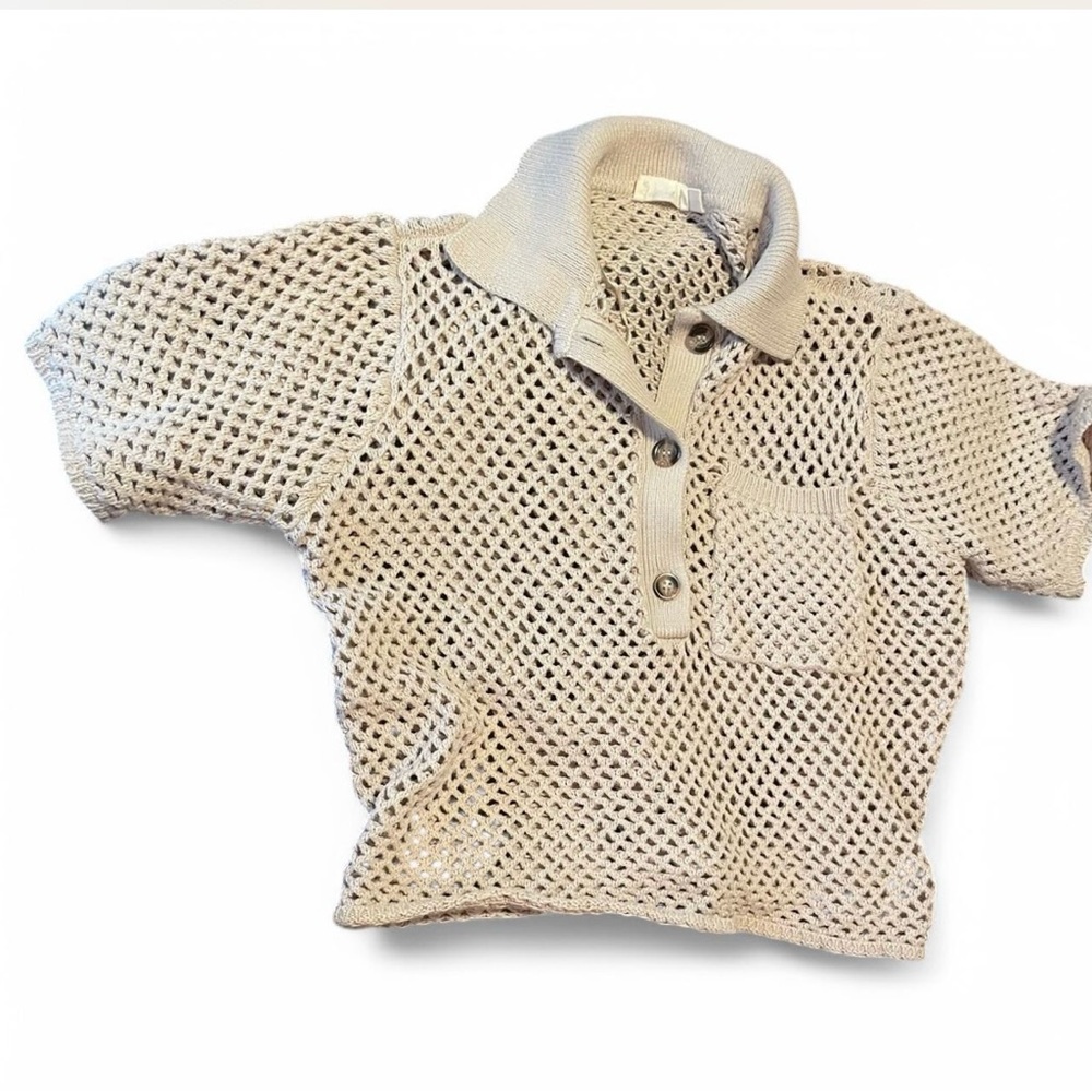 Retrod Tan Knit Polo Shirt